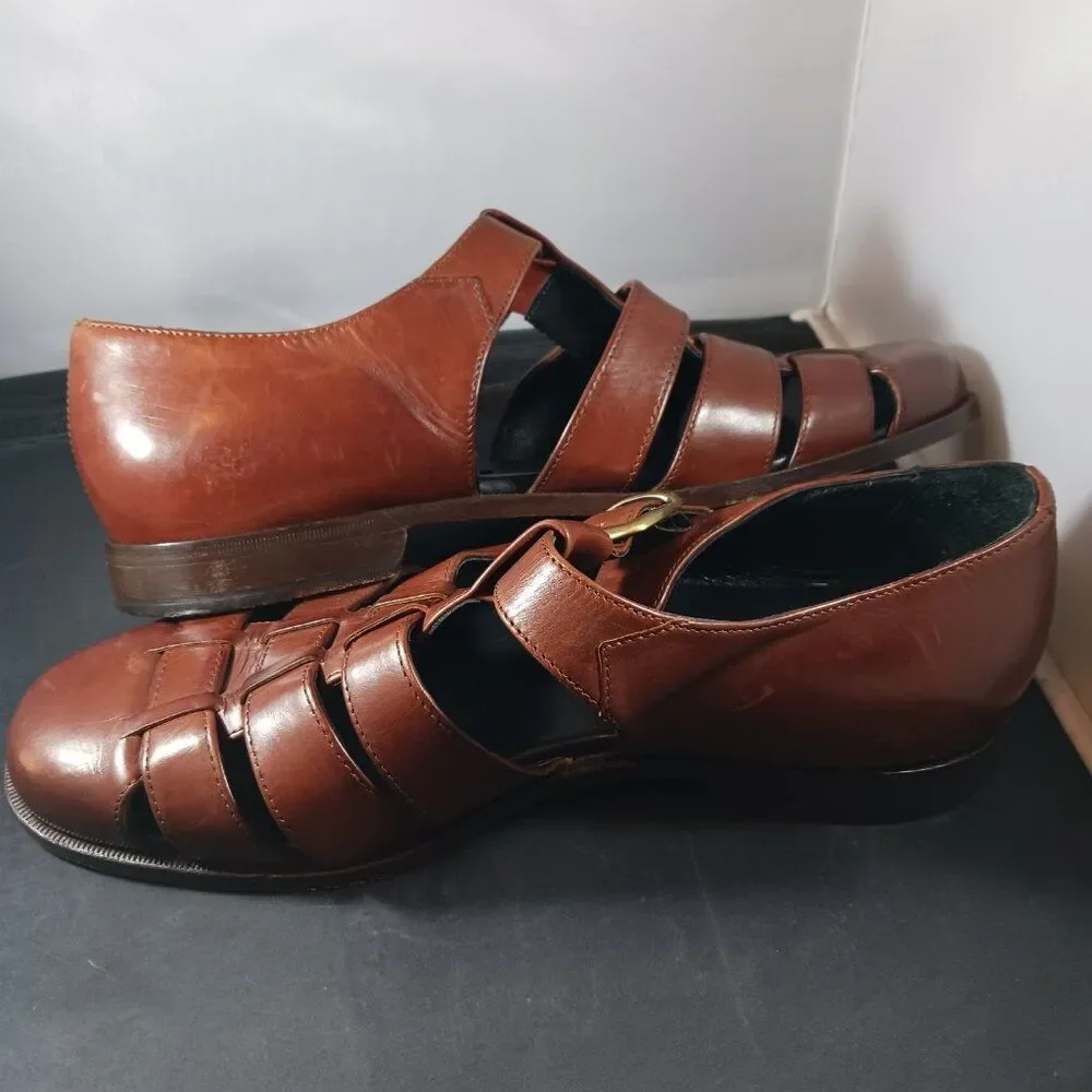Vintage PITTI Shoes Men's Brown Leather Casual Sandal size 9.5M